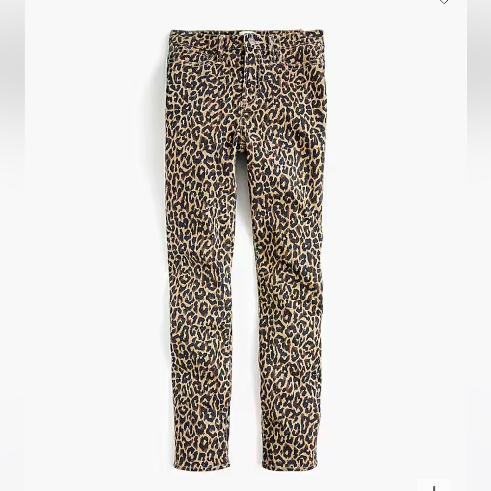 J Crew 10" highest-rise toothpick jean in leopard print